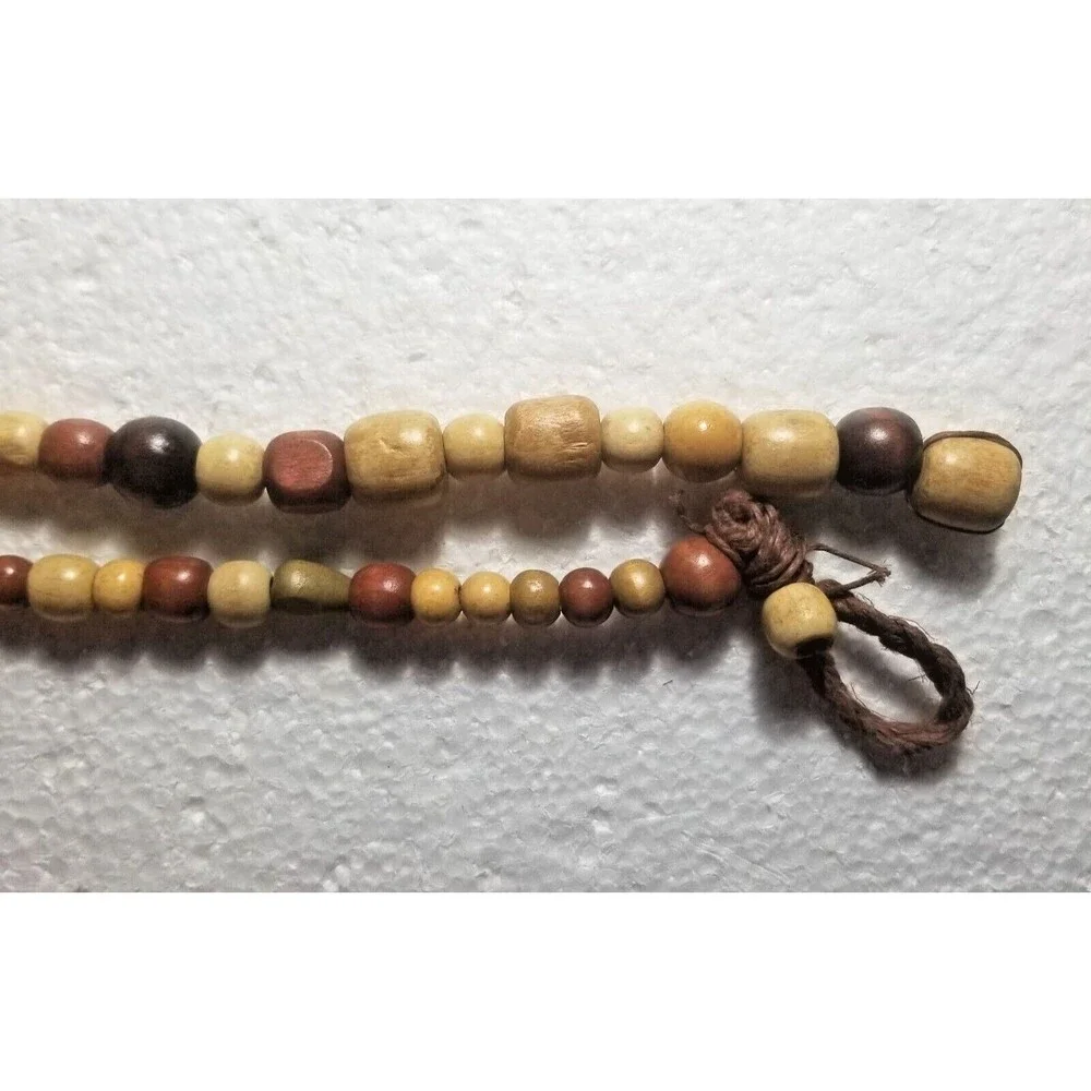 Wood Bead Garland Vintage Look Assorted Wood Tones & Shapes Approx. 20 Feet Long